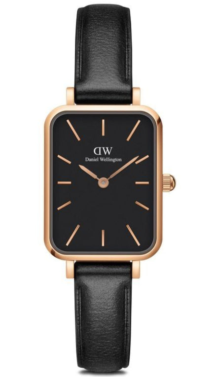  Shop Authentic Daniel Wellington Quadro Sheffield Black Dial Black Leather Strap Watch For Women - DW00100435 - Luxxuri