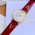  Shop Authentic Versace V-Twist Silver Dial Red Leather Strap Watch for for Women - VELS00519 - Luxxuri