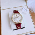  Shop Authentic Versace V-Twist Silver Dial Red Leather Strap Watch for for Women - VELS00519 - Luxxuri