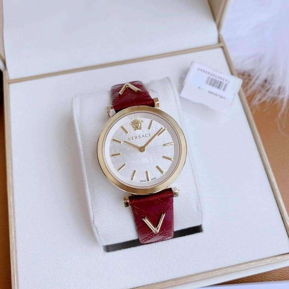  Shop Authentic Versace V-Twist Silver Dial Red Leather Strap Watch for for Women - VELS00519 - Luxxuri