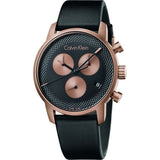  Shop Authentic Calvin Klein City Chronograph Black Dial Black Leather Strap Watch for Men - K2G17TC1 - Luxxuri