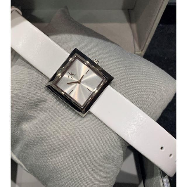  Shop Authentic Calvin Klein Mark Silver Dial White Leather Strap Watch for Women - K3R231L6 - Luxxuri