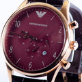  Shop Authentic Emporio Armani Classic Chronograph Burgundy Dial Brown Leather Strap Watch For Men - AR1890 - Luxxuri