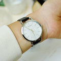  Shop Authentic Calvin Klein Even Silver Black Leather Strap Watch for Women - K7B231C6 - Luxxuri