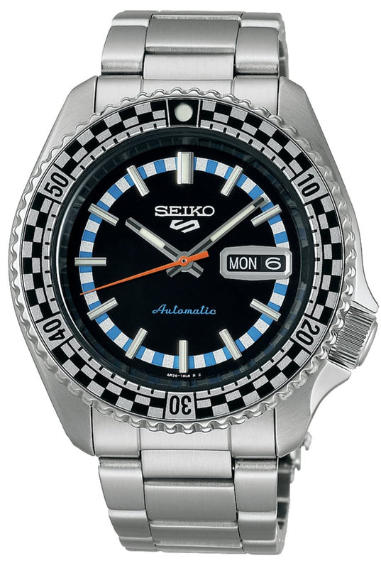  Shop Authentic Seiko 5 Sports Checker Flag Special Edition Black Dial Silver Steel Strap Watch For Men - SRPK67K1 - Luxxuri