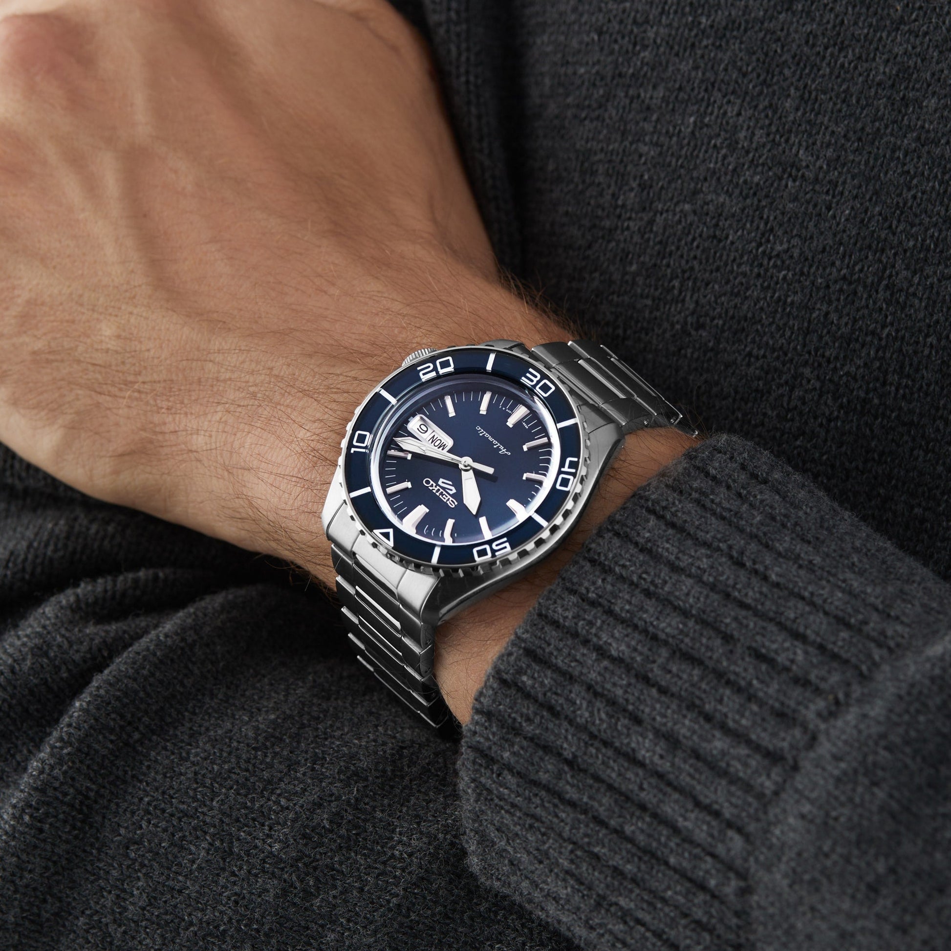  Shop Authentic Seiko 5 Sports Automatic Blue Dial Silver Steel Strap Watch for Men - SRPK97K1 - Luxxuri