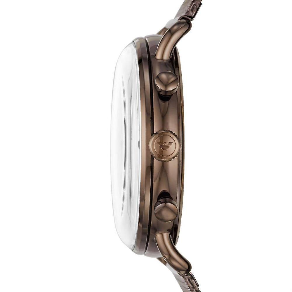  Shop Authentic Emporio Armani Luigi Analog Brown Dial Black Leather Strap Watch For Men - AR11156 - Luxxuri