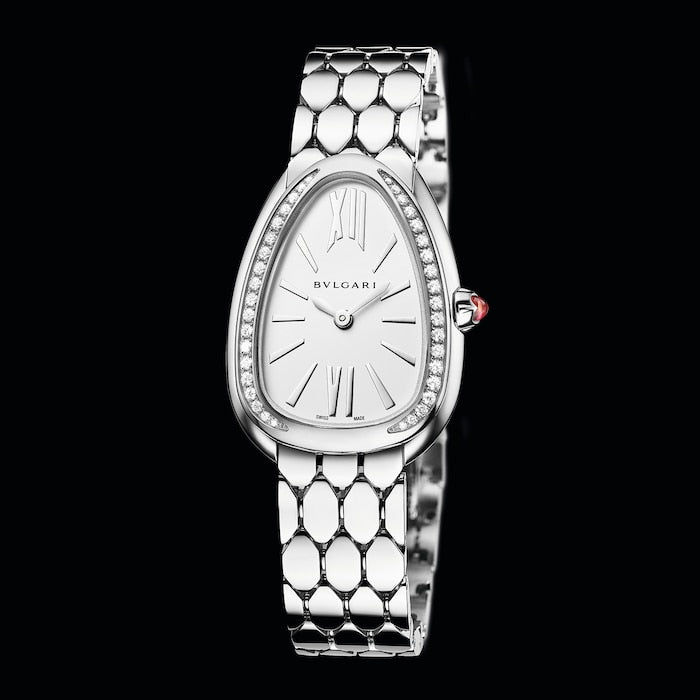  Shop Authentic Bvlgari Serpenti Seduttori Diamonds Silver Dial Silver Steel Strap Watch for Women - SERPENTI103361 - Luxxuri