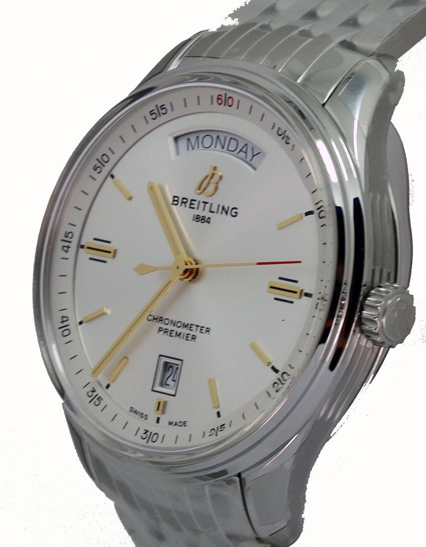  Shop Authentic Breitling Premier Automatic Day & Date 40mm Stainless Steel Mens Watch - A45340211G1A1 - Luxxuri