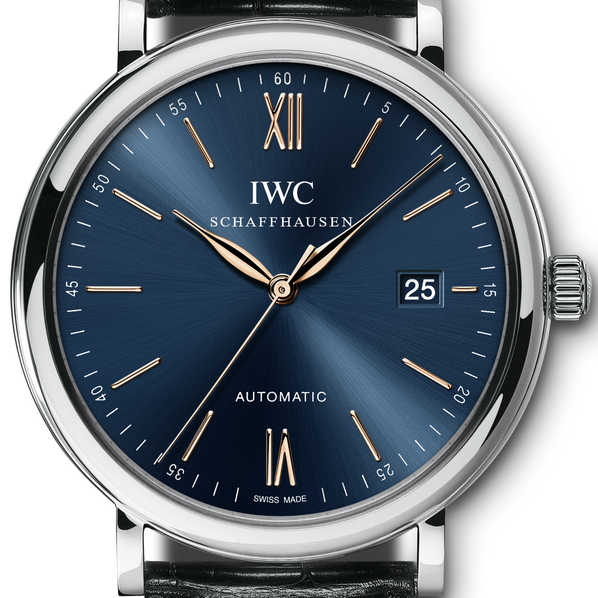  Shop Authentic IWC Portofino Automatic Blue Dial Black Leather Strap Watch for Men - IW356523 - Luxxuri
