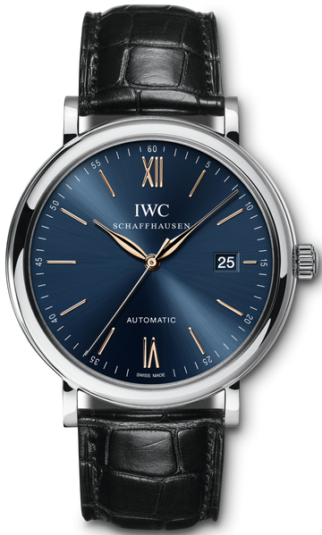  Shop Authentic IWC Portofino Automatic Blue Dial Black Leather Strap Watch for Men - IW356523 - Luxxuri