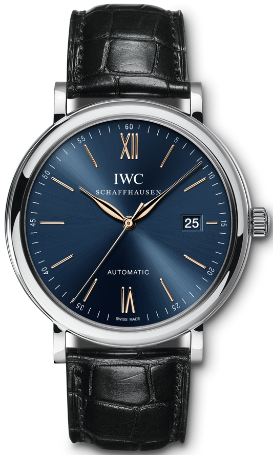  Shop Authentic IWC Portofino Automatic Blue Dial Black Leather Strap Watch for Men - IW356523 - Luxxuri