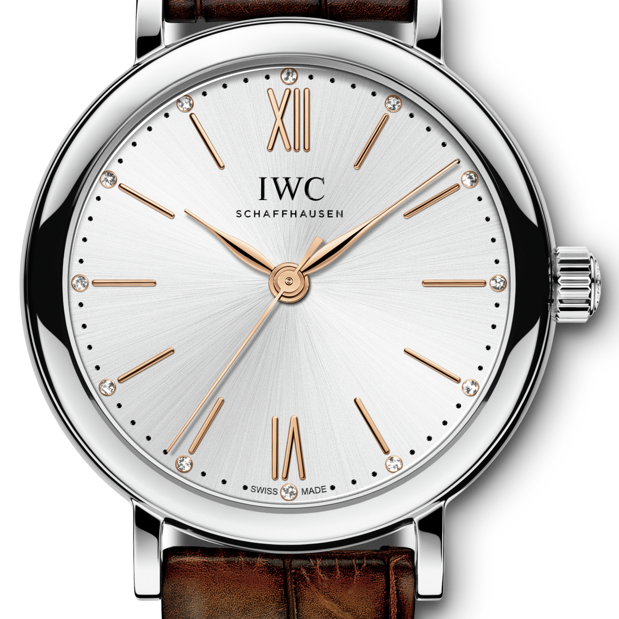 IWC Portofino Automatic Silver Dial Brown Leather Strap Watch for Women - IW357403