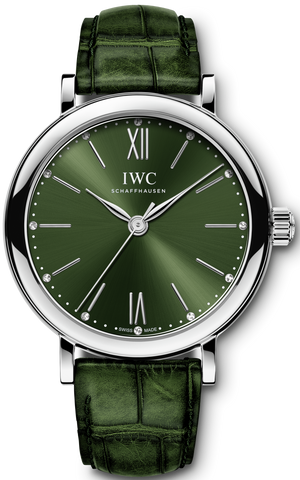  Shop Authentic IWC Portofino Automatic Green Dial Green Leather Strap Watch for Women - IW357405 - Luxxuri