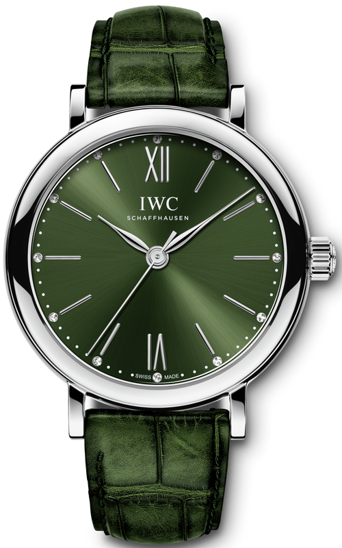 Shop Authentic IWC Portofino Automatic Green Dial Green Leather Strap Watch for Women - IW357405 - Luxxuri
