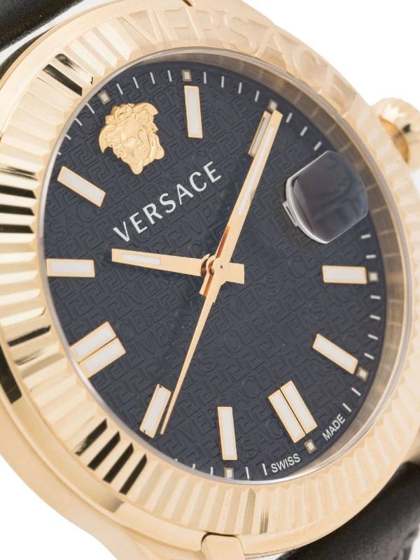  Shop Authentic Versace Greca Time Quartz Black Dial Brown Leather Strap Watch For Men - VE3K00222 - Luxxuri
