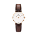  Shop Authentic Daniel Wellington Classy Bristol White Dial Brown Leather Strap Watch For Women - DW00100062 - Luxxuri