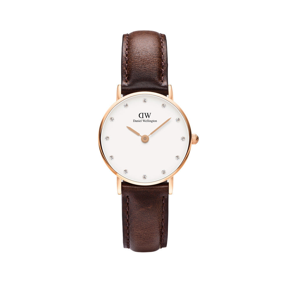  Shop Authentic Daniel Wellington Classy Bristol White Dial Brown Leather Strap Watch For Women - DW00100062 - Luxxuri