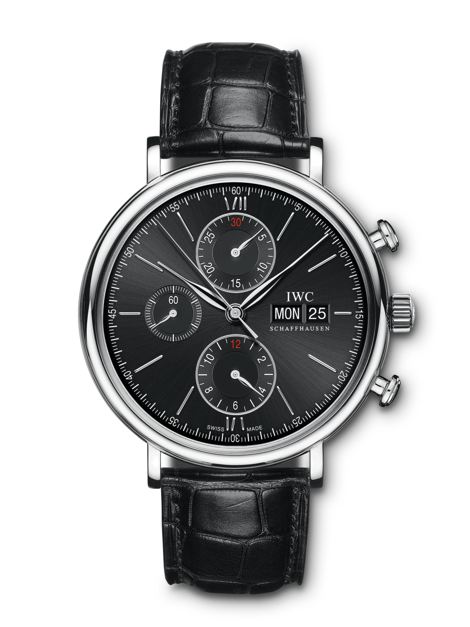  Shop Authentic IWC Portofino Chronograph Black Dial Black Leather Strap Watch for Men - IW391029 - Luxxuri