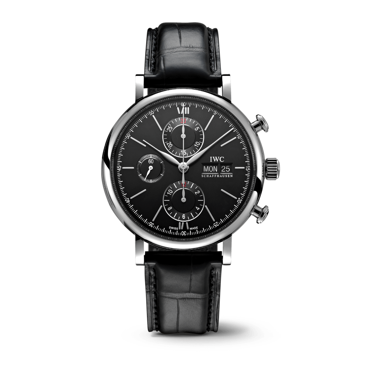  Shop Authentic IWC Portofino Chronograph Black Dial Black Leather Strap Watch for Men - IW391029 - Luxxuri
