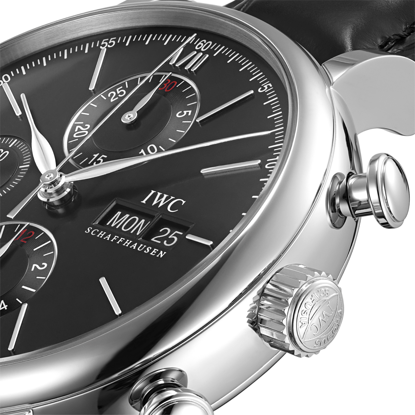  Shop Authentic IWC Portofino Chronograph Black Dial Black Leather Strap Watch for Men - IW391029 - Luxxuri