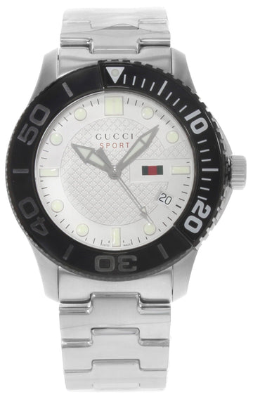  Shop Authentic Gucci G Timeless Sport White Dial Silver Steel Strap Watch For Men - YA126250 - Luxxuri
