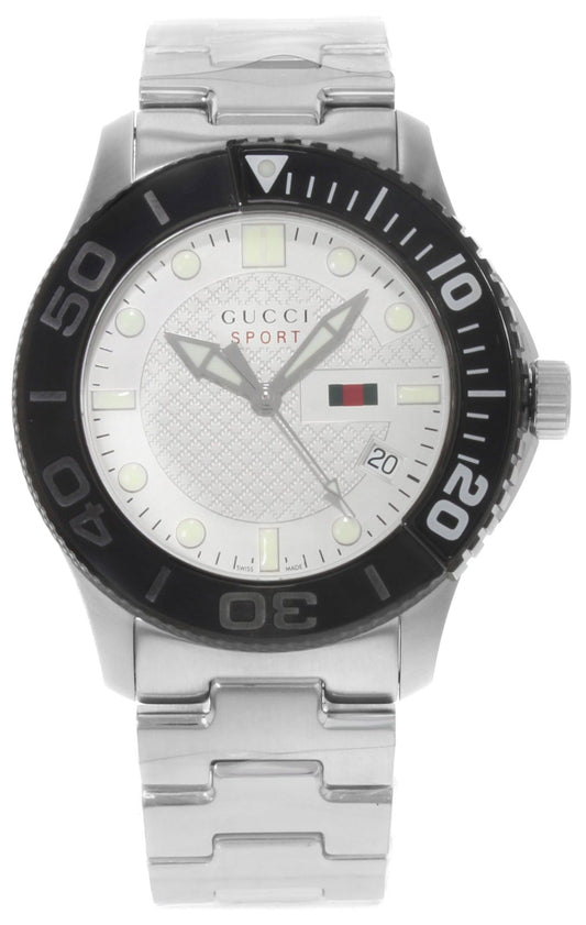  Shop Authentic Gucci G Timeless Sport White Dial Silver Steel Strap Watch For Men - YA126250 - Luxxuri