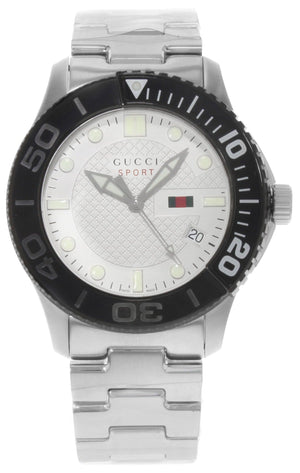  Shop Authentic Gucci G Timeless Sport White Dial Silver Steel Strap Watch For Men - YA126250 - Luxxuri