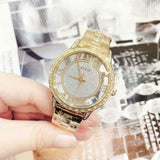  Shop Authentic Guess Analog Diamonds Silver Dial Gold Steel Strap Watch For Women - W1013l2 - Luxxuri