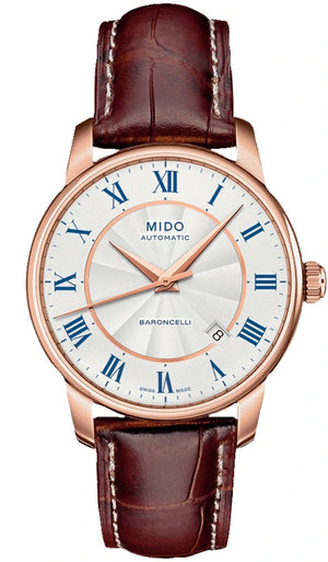  Shop Authentic Mido Baroncelli III Automatic Silver Dial Brown Leather Strap Watch For Men - M8600.2.21.8 - Luxxuri