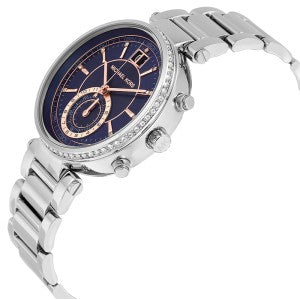  Shop Authentic Michael Kors Sawyer Navy Blue Dial Silver Steel Strap Watch for Women - MK6224 - Luxxuri