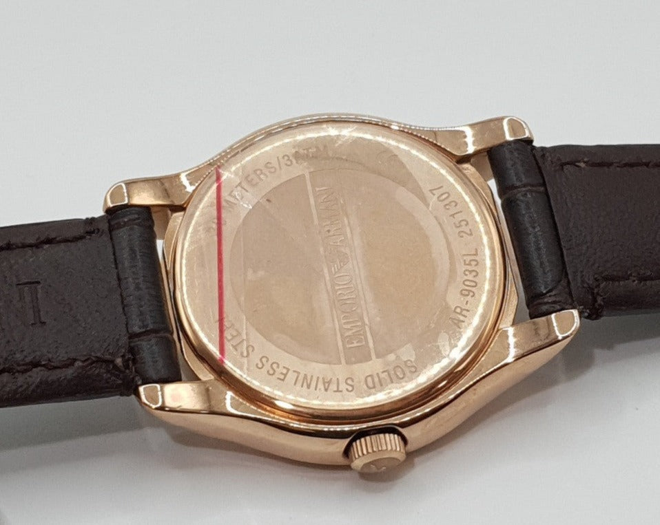  Shop Authentic Emporio Armani Classic White Dial Brown Leather Strap Watch For Men - AR9035 - Luxxuri