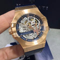  Shop Authentic Maserati Automatic Skeleton Dial Rose Gold Blue Leather Strap Watch For Men - R8821108022 - Luxxuri