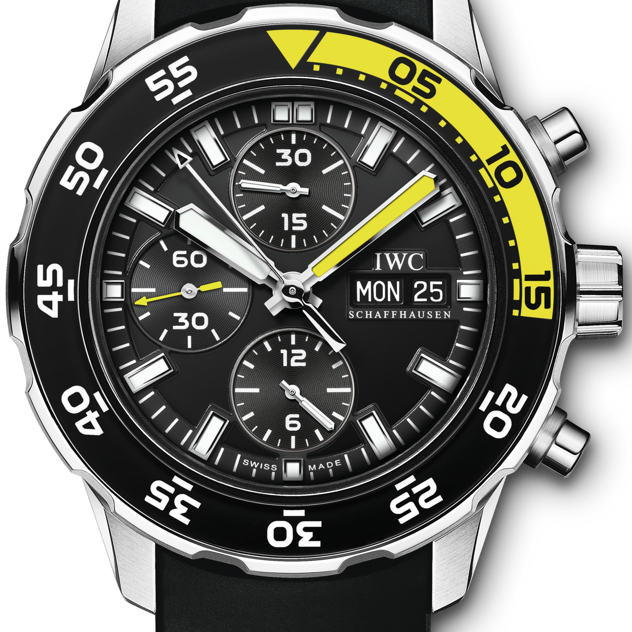 IWC Aquatimer Automatic Chronograph Black Dial Black Rubber Strap Watch for Men - IW376709