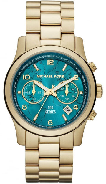  Shop Authentic Michael Kors Runway Stop Hunger Blue Dial Gold Steel Strap Watch for Men - MK8315 - Luxxuri