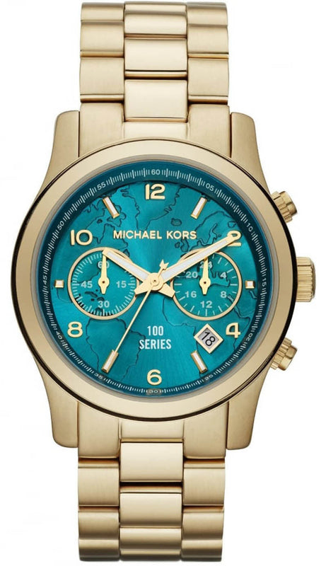  Shop Authentic Michael Kors Runway Stop Hunger Blue Dial Gold Steel Strap Watch for Men - MK8315 - Luxxuri