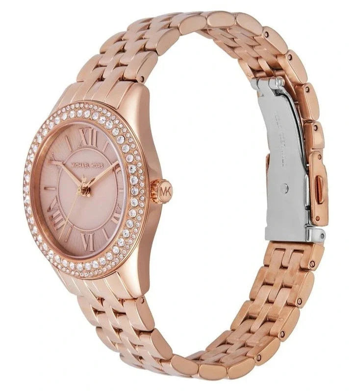 Michael Kors Harlowe Three-Hand Rose Gold Dial Rose Gold Steel Strap Watch for Women - MK4845