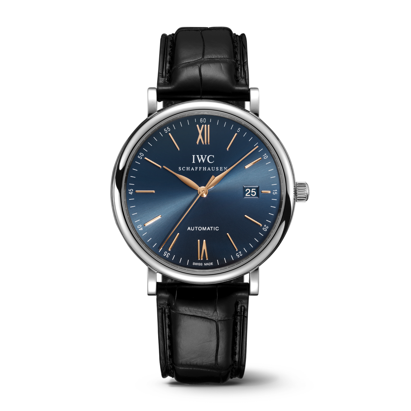  Shop Authentic IWC Portofino Automatic Blue Dial Black Leather Strap Watch for Men - IW356523 - Luxxuri