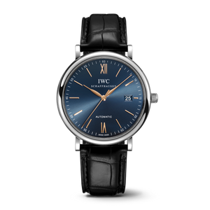  Shop Authentic IWC Portofino Automatic Blue Dial Black Leather Strap Watch for Men - IW356523 - Luxxuri