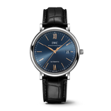  Shop Authentic IWC Portofino Automatic Blue Dial Black Leather Strap Watch for Men - IW356523 - Luxxuri