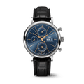  Shop Authentic IWC Portofino Chronograph Blue Dial Black Leather Strap Watch for Men - IW391036 - Luxxuri