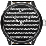  Shop Authentic Marc Jacobs Lidia Stripe Glitz Black Dial Black Leather Strap Watch for Women - MBM1166 - Luxxuri