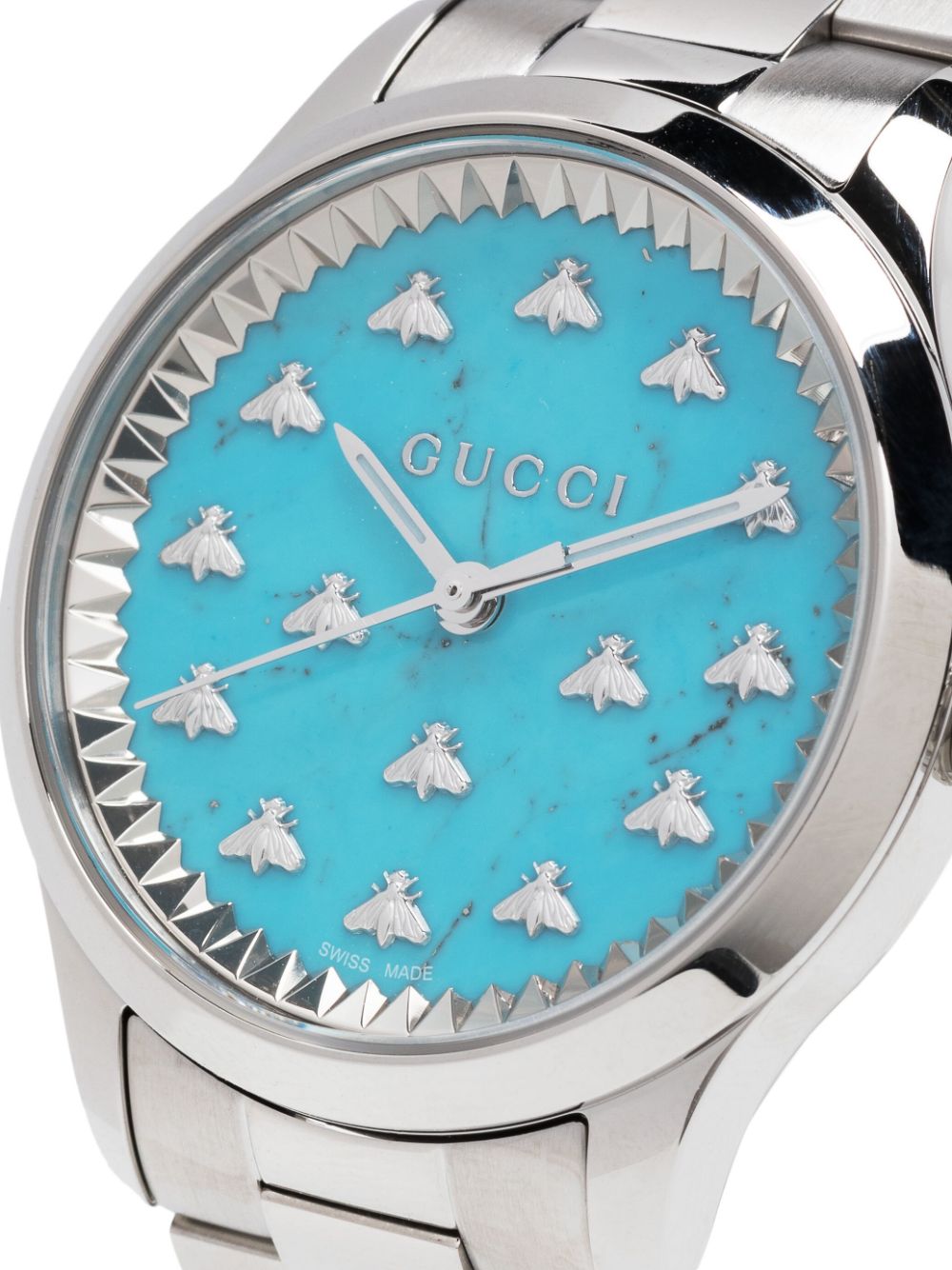  Shop Authentic Gucci G Timeless Quartz Turquoise Dial Silver Steel Strap Unisex Watch - YA1265044 - Luxxuri