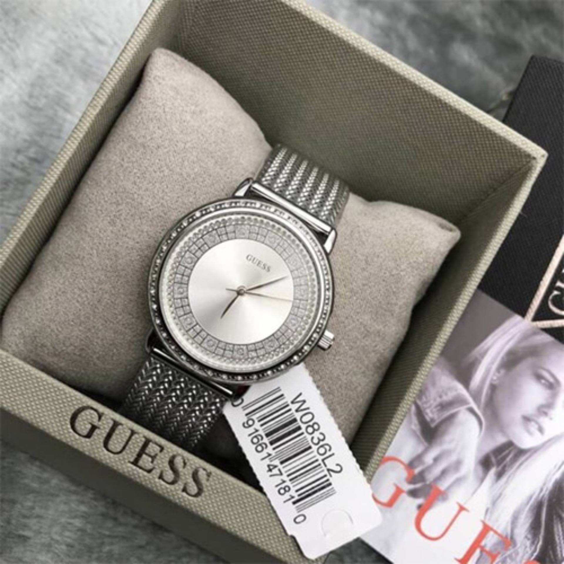 Guess Quartz Silver Dial Willow Stainless Steel Mesh Bracelet Watch For Women - W0836L2