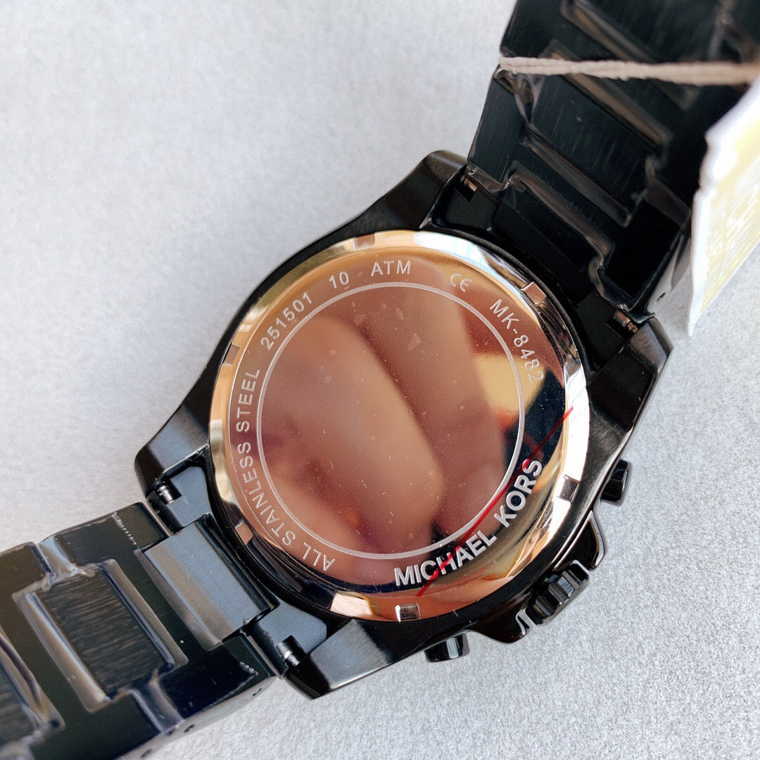  Shop Authentic Michael Kors Brecken Chronograph Black Dial Black Steel Strap Watch For Men - MK8482 - Luxxuri