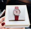  Shop Authentic Gucci G Timeless Quartz Diamonds Pink Dial Red Leather Strap Watch For Women - YA1265017 - Luxxuri