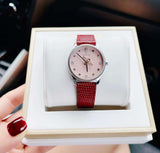  Shop Authentic Gucci G Timeless Quartz Diamonds Pink Dial Red Leather Strap Watch For Women - YA1265017 - Luxxuri