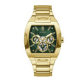 Guess Phoenix Multi Function Green Dial Gold Steel Strap Watch for Men - GW0456G3