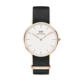  Shop Authentic Daniel Wellington Classic Cornwall White Dial Black Nylon Strap Watch For Women - DW00100259 - Luxxuri