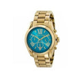 Michael Kors Bradshaw Chronograph Blue Dial Gold Steel Strap Watch For Women - MK5975